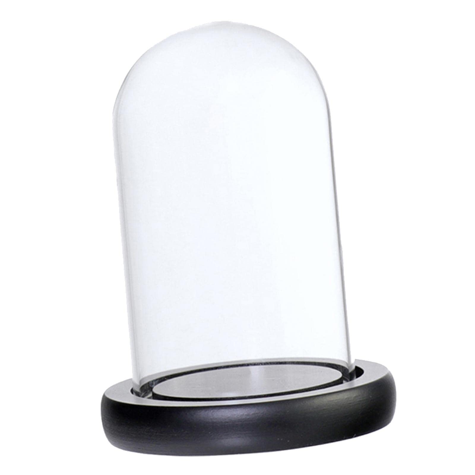 Glass Dome Cloche with Wood Base Flower Landscape Holder Glass Cover Black A-image-22