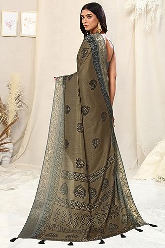 Image of MIRCHI FASHION Women's Cotton Blend Bagru Batik Blocks Printed Saree with Blouse Piece