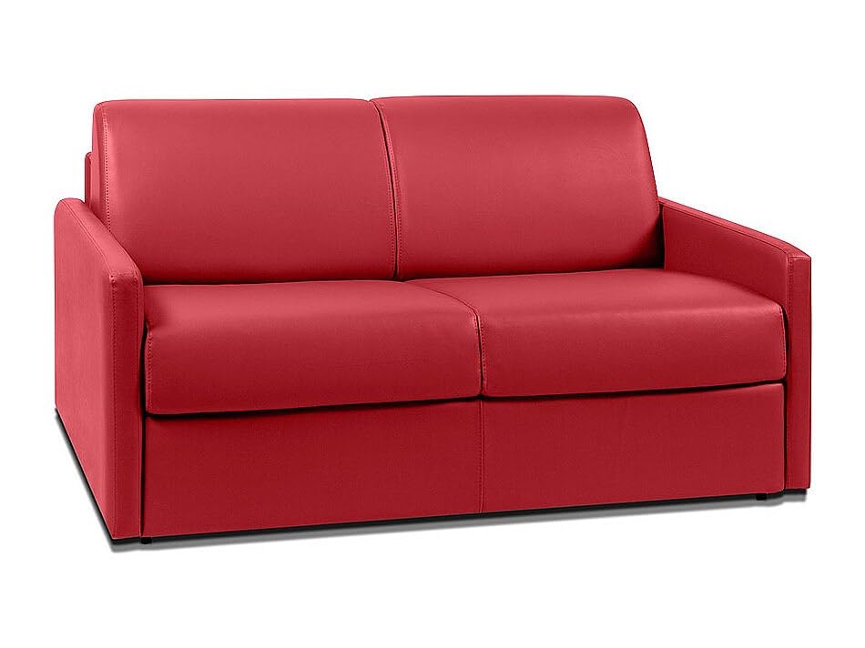 Vente-unique - Canapé 2 Places Convertible Express en Simili Rouge avec Assise mémoire de Forme - Couchage 120 cm - Matelas 14 cm CALIFE