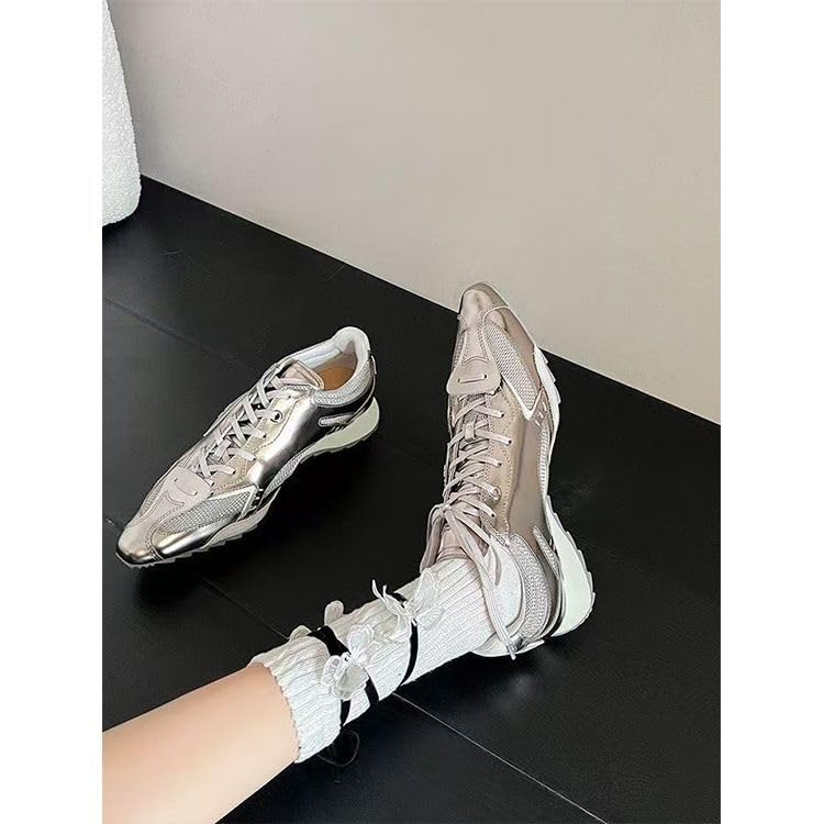 Sneakerina Ballet Sneakers for Women Pointed Toe Lace-up Cute Y2K Lolita Kawaii Elegant Dressy Fashion Trendy Good Looking Gifts for Daughter Back to School Sports Spring Summer Fall Outdoors4