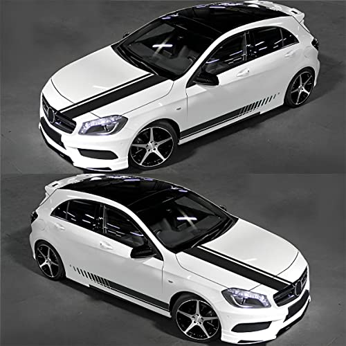 JNNJ 5 Stück Streifen Aufkleber für Motorhaube Auto, Auto Aufkleber Karosserie Seitenstreifen Dachrock Aufkleber Stoßstange Aufkleber Streifen Karosserie Modifizierte Dekorationen (Schwarz)