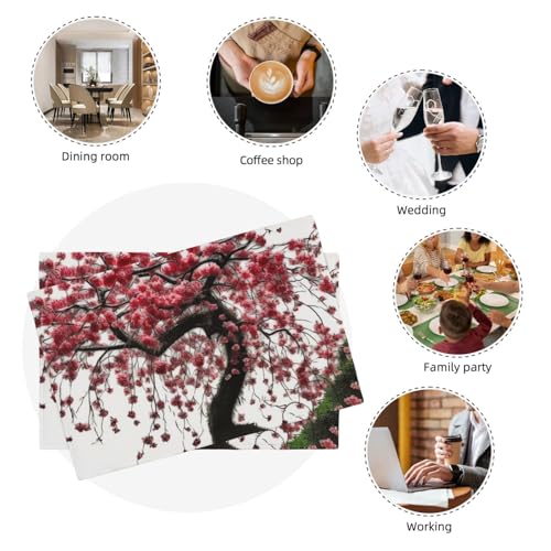 Set de table japonais en lin synthétique premium napperon cerisier durable