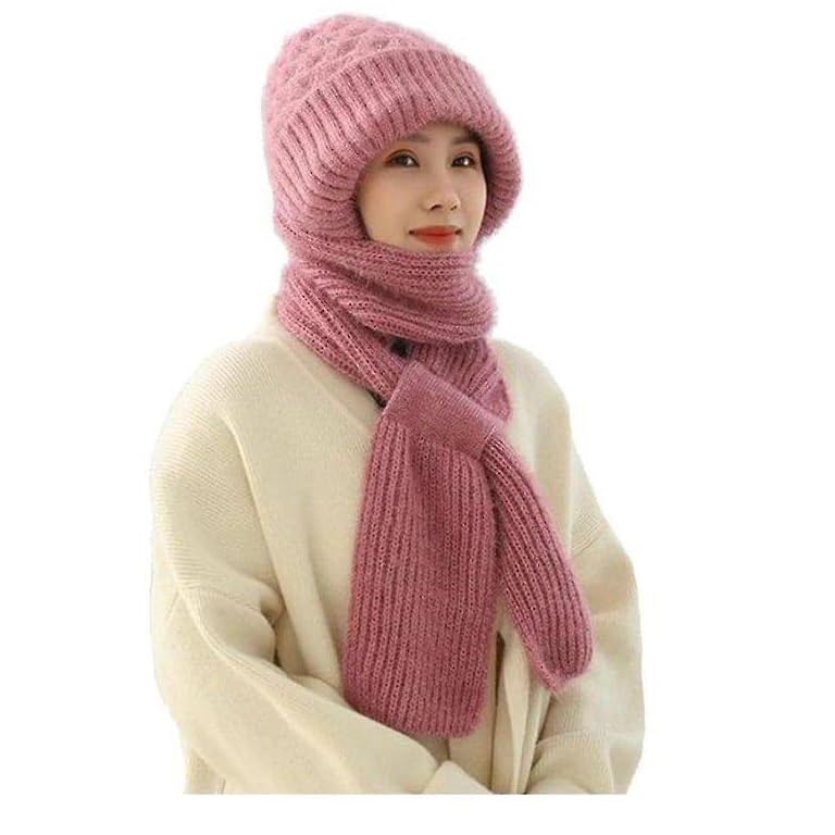 Winter Hat Scarf | 2 in 1 Winter Scarf | Winter Cap for Women | Knitted Woolen Cap with Mufflers | Winter Clothing Accessories | Winter Warm Cute Cap Set (Pack of 1,Multicolor)-image-34