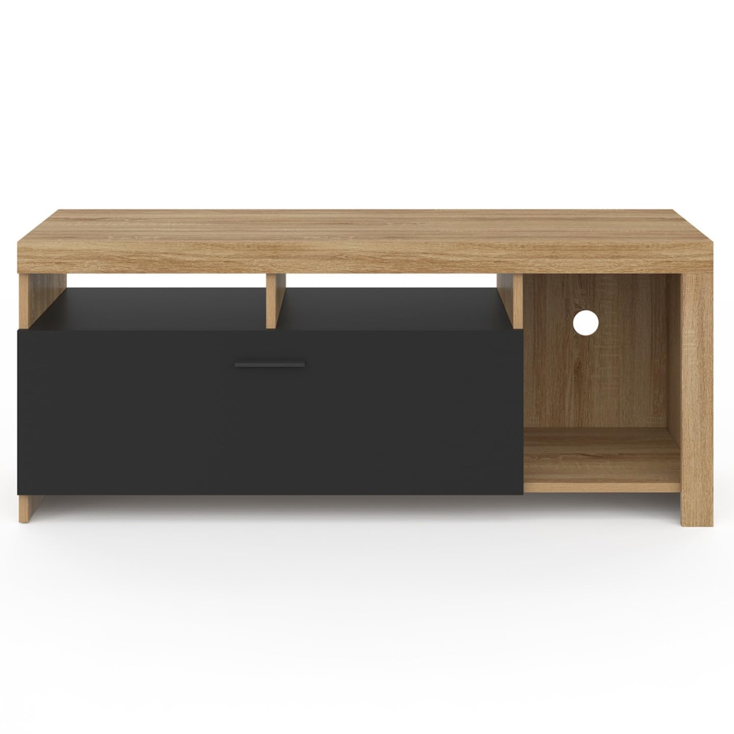IDMarket - Meuble TV 110 cm Malo Bois et Placard Noir