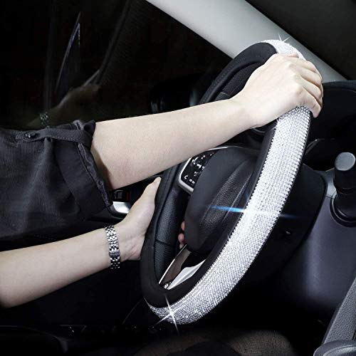 image for ChuLian New Diamond Leather Steering Wheel Cover with Bling Bling Crys