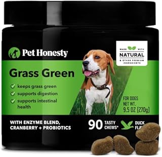 Pet Honesty Grass Green Grass Burn Spot Chews for Dogs - Dog Pee Lawn Spot Saver Treatment Caused by Dog Urine - Cranberry, Apple Cider Vinegar, DL-Methionine Grass Treatment Rocks - 90 Chews (Duck)