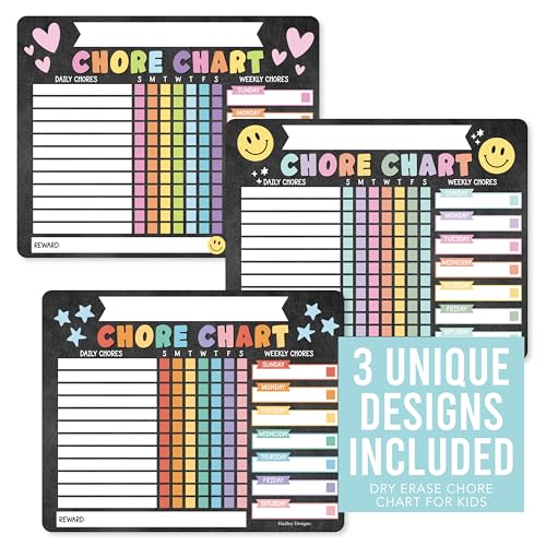 Image of Hadley Designs Magnetic Chore Chart for Kids Multiple Kids - Dry Erase Family Chore Chart for Fridge, Weekly Chores Checklist Kid, Behavior Charts for Home, Classroom Chalk Chores Board in School