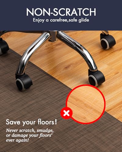 Image of BARoyal Office Chair Mat for Hardwood Floor Under Desk Computer Rolling Chair Mat for Wood /Tile Floor Non-Slip Heavy Duty Desk Rug PVC Plastic Hard Floor Protector 36 inch x 48 inch(Coffee)