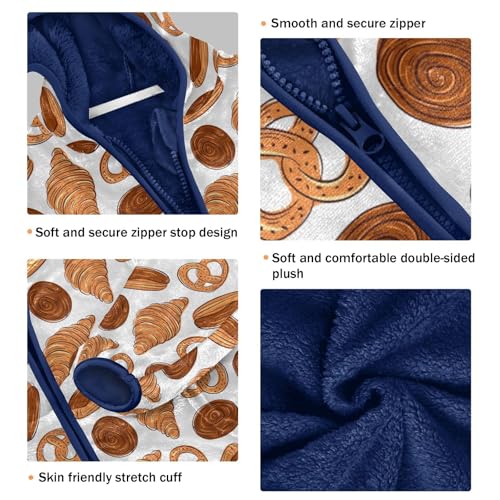 Crook Bread Salt and Peppercake Cinnamon Girls Fleece Jacket Girls Fall Jacket Girls Zip Up Hoodie Girls Sherpa Jacket 2-10T3