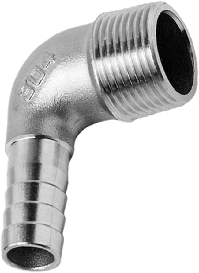 Coude à 90 degrés acier inoxydable raccord canelé mâle 1/2 14mm