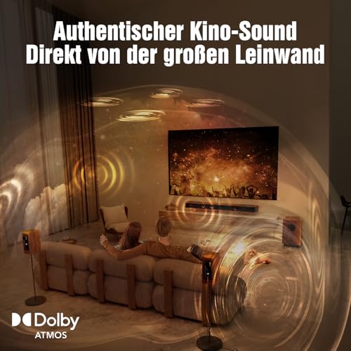 Flaggschiff 5.3.4 Soundbar für TV Geräte mit Dolby Atmos, 800W Heimkino Soundsystem mit Subwoofer, 2 Kabellosen Rücklautsprechern, Lautsprecher für Fernseher, BassCoupling-Technologie für 28 Hz, eARC – Bild 6