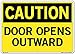 Vestil SI-C-13-E-AC-130 DOOR OPENS OUTWARD Caution Sign, Aluminum Composite, 0.130" Overall Size, 20.5" W x 14.5" H
