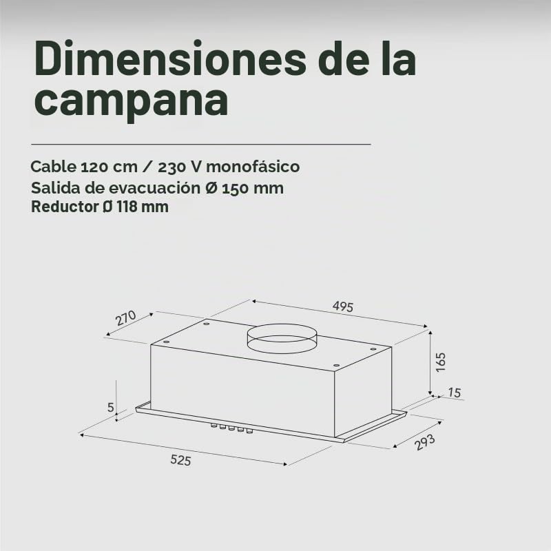 Campana empotrable — GRUPO FILTRO INOX 52 CM | ISOS 52 XS BELDEKO