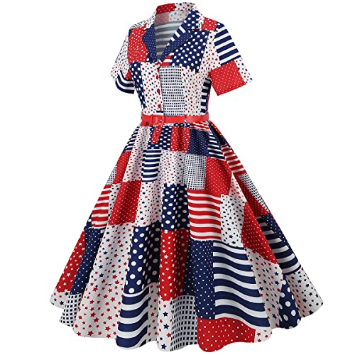Image of ODIZLI Women's Summer Retro Vintage Sleeveless Floral Polka Dot Print Midi A-line Dress S-2XL