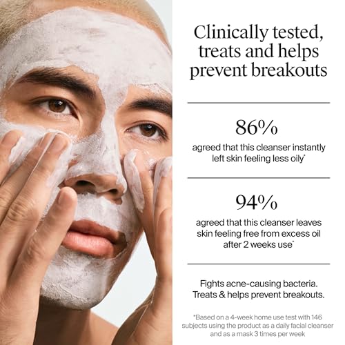 Kenvue Neutrogena Evenly Clear Acne Cleansing Face Mask with 3.5% Benzoyl Peroxide Treats Breakouts & Bentonite Clay, Purifying Clay Mask Absorbs Oil to Visibly Improve the look of Skin, 4.2 fl. oz