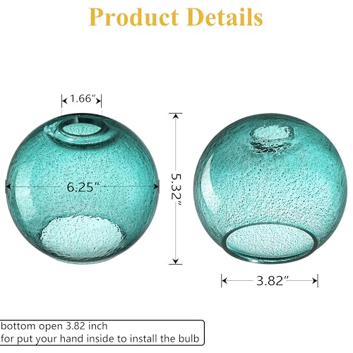 Image of 6.3 Inch Replacement Black Seeded Glass Lamp Shade Light Fixture,for Replacement Wall Sconce Pendant Light Ceiling Light Chandelier Shade,Factory Outlet (Ancient Green Glass 3 Pack)
