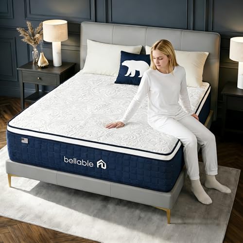 Full XL Mattress 14 Inch Fiberglass-Free Full Mattress with Cooling Gel Memory Foam & Pocket Springs Medium Firm for Pressure Relief Excellent Edge Support Motion Isolation Back Neck Pain Relief