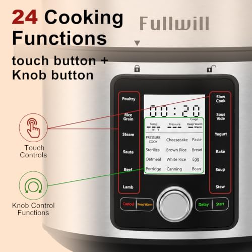 Image of Fullwill 8QT Electric Pressure Cooker,12-in-1 Multi Cooker,1200W