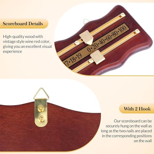 Marcador de billar, tablero de puntuación, marcador de madera para snooker y shuffleboard, 2 ondulados, tablero para clubes miniatura 3