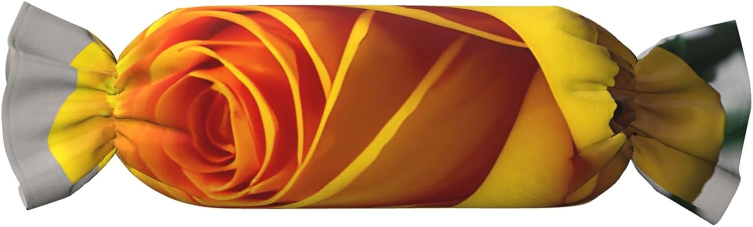 Yellow Rose Print Candy Cylindrical Comfortable Pillow Throw Pillows Home Decor Easy Maintenance