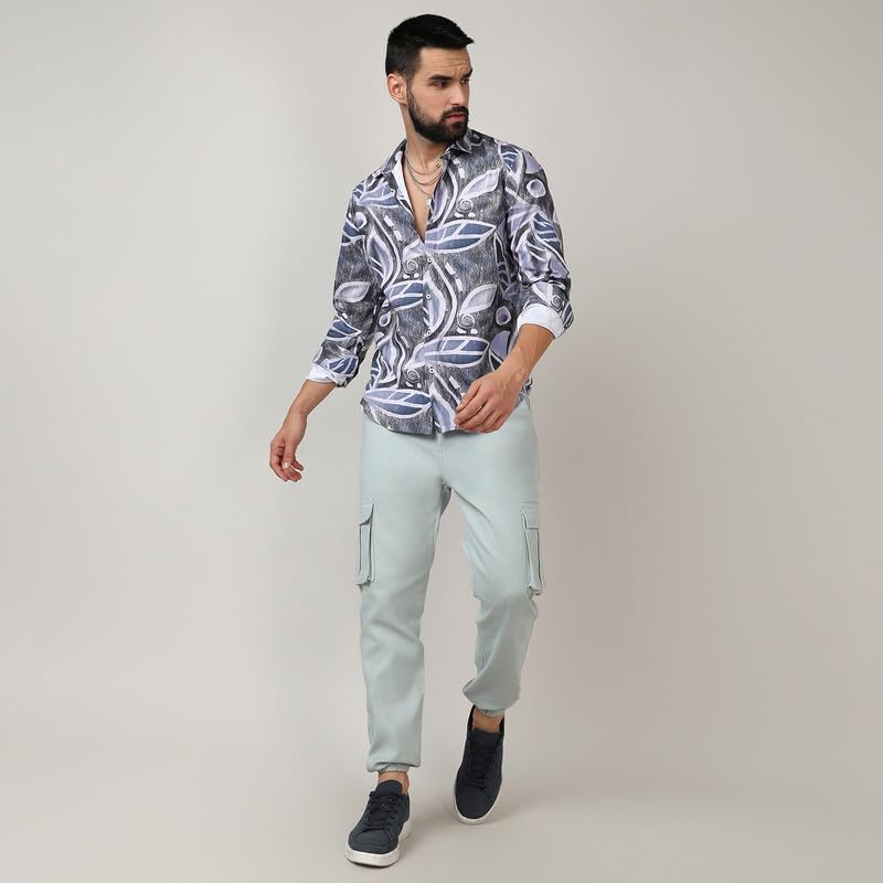 Image of CAHOOT Men's Twisted Crease Shirt for Casual Wear | Spread Collar | Long Sleeve | Button Closure | Shirt Crafted with Comfort Fit for Everyday Wear