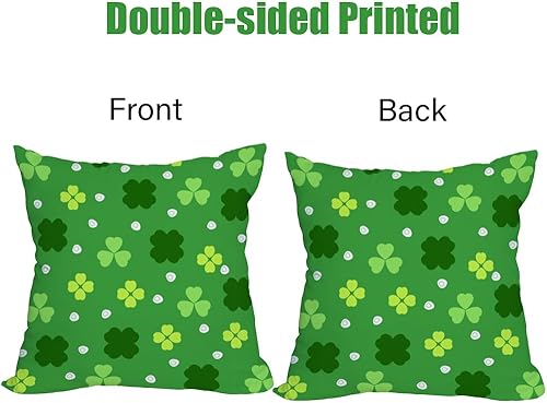 Miniatura 5 de Fukeen Paquete de 2 fundas de almohada impermeables del Día de San Patricio de 20 x 20 pulgadas, tréboles de la suerte, hojas verdes, fundas de