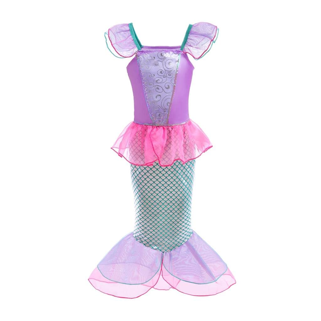 Lito Angels Mermaid Princess Ariel Costumes Dresses Fancy Party Summer Dress Age 4-5 Years Hot Pink