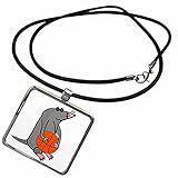 3dRose All Smiles Art Sports and Hobbies - Funny Cute Blind Mole Playing Basketball Cartoon - Necklace with Rectangle Pendant (ncl_263797_1)
