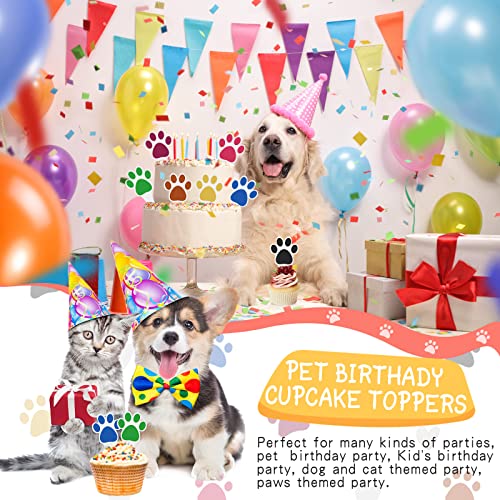 Weecent 48 Pcs Paw Cake Topper - 8 Color Paw Print Cupcake Topper Dog Birthday Party Supplies Dog Cupcake Toppers Pet Puppy Dog Birthday Party Decorations #TOP5