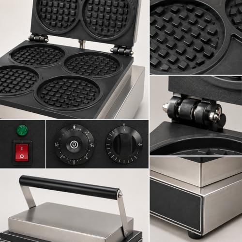 Image of Round Rotating Waffle Machine, Commercial Electric Waffle Maker Machine, Professional Belgian Waffle Maker for Cafe Bakery