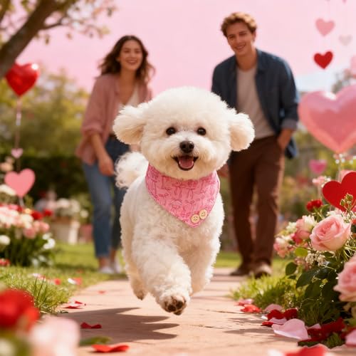 Image of EXPAWLORER Dog Collar and Leash Set - Pink Bowknot Dog Bow Tie and Dog Bandana Collar with Bell, Dog Leash Tangle Free, Adjustable Collars for Small Medium Large Dogs Cats, Holiday Ideal Gift, S