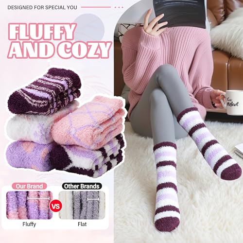 Image of Anlisim Fuzzy Socks for Women, Soft Comfy Cozy Fluffy Thick Winter Warm Fleece Slipper Socks