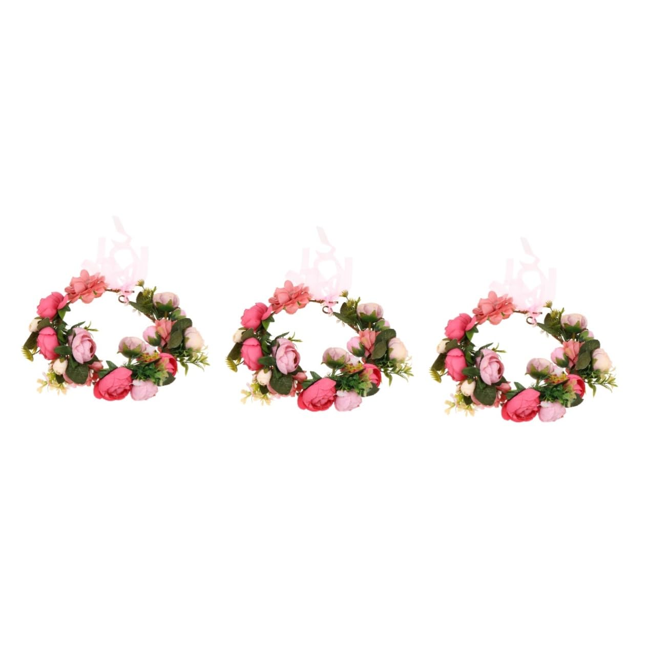 minkissy 3 piezas de de flores artificiales guirnalda floral encantadora diadema tocado simulada diadema guirnalda diadema guirnalda tocado accesorios para el cabello rosa