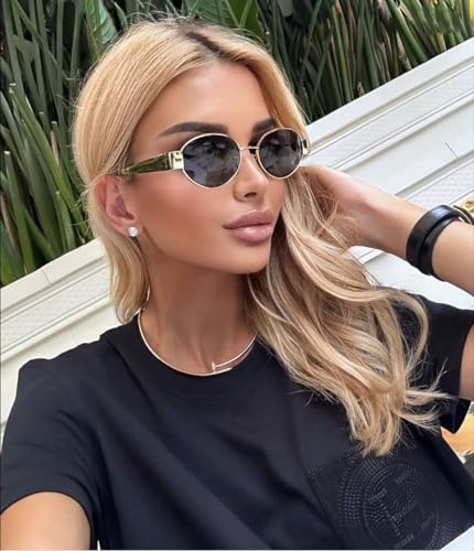 Junsika Retro Polarized Sunglasses for Women Trendy Classic Small Oval Metal Frame Designer Sunglasses3