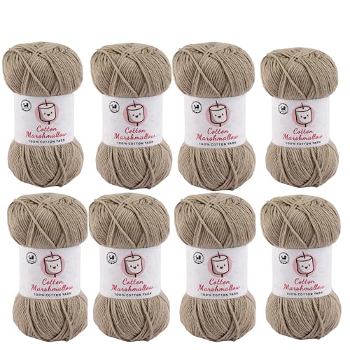 Image of NESTNHAVEN Cotton Marshmallow 100% Cotton Yarn - (50 g, 130 m) - Luxury Yarn for Crochet, Amigurumi, Embroidery, Toys, Garments, Flowers and Hobby Projects (Beige) |