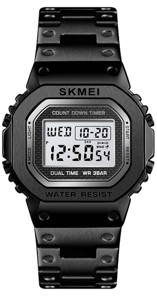 Chronograph Countdown Digital Watch for Men Stainless Steel Outdoor Sport Wristwatch Mens Watch Alarm Clock 50M Waterproof, Black, big, Chronograph,Digital (B07Z34QY6J) Amazon Price History, Amazon Price Tracker