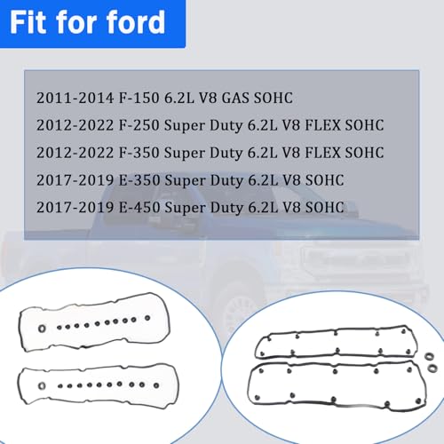 Image of AUCERAMIC VS50835R VS50716 Valve Cover Gasket Set Fit 2011-2022 for Ford F-150 F-250 F-350 E-350 E-450 6.2l V8