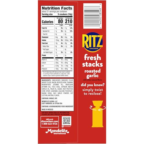 Image of RITZ Fresh Stacks Roasted Garlic Crackers, 8 Multi Snack Packs | Travel Snacks, Individually Wrapped