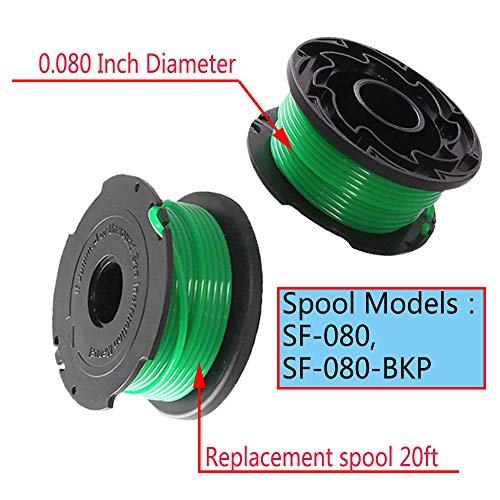 Liyyoo Sf-080 String Trimmer Auto Feed Replacement Spools Compatible With Gh3000 Lst540 Lst540B Gh3000R Sf-080-Bkp String Trimmer,20Ft 0.080 Inch Auto Feed Spool Line(8 Pack) #TOP2