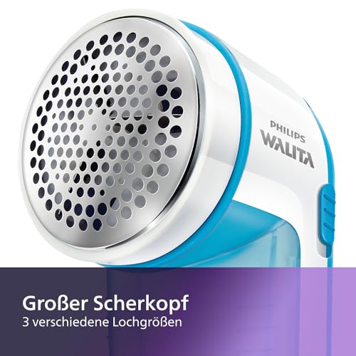 Philips Fusselrasierer – Fusselentferner für Kleidungsstücke, geeignet für alle Textilien, 2 Höheneinstellungen, batteriebetrieben (2X AA-Batterien inkl.), blau (GC026/00)