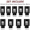 CASOMAN large socket set 1/2- Inch Drive Deep Spindle Axle Nut Impact Socket Set, 6 Point, CR-MO, Metric, 29mm-38mm, 9-Piece 1/2 Dr. Deep Impact Socket Set