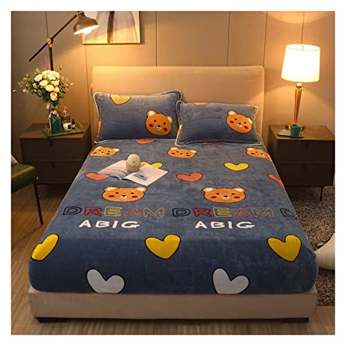 YESJmn Spannbettlaken Weiches, gemütliches Bettlaken mit Druck, Warmer Samt, elastisches Spannbettlaken, Erwachsene, Kinder, Doppelbett, King-Size-Matratzenschoner - Image 8