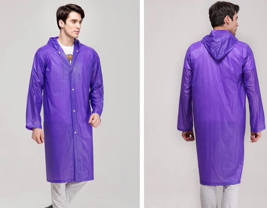 Image of FabNext� Unisex EVA Waterproof Transparent Rain Coat Hooded Outdoor Water Resistant Reusable Portable Raincoat Suit for Men & Women EVA Rain Coat (Free Size)