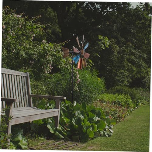 HYTROVE 鉄製風車オーナメント 屋外用ガーデン装飾品 風に転するシンプル手作りデザイン や公園の飾り付けに