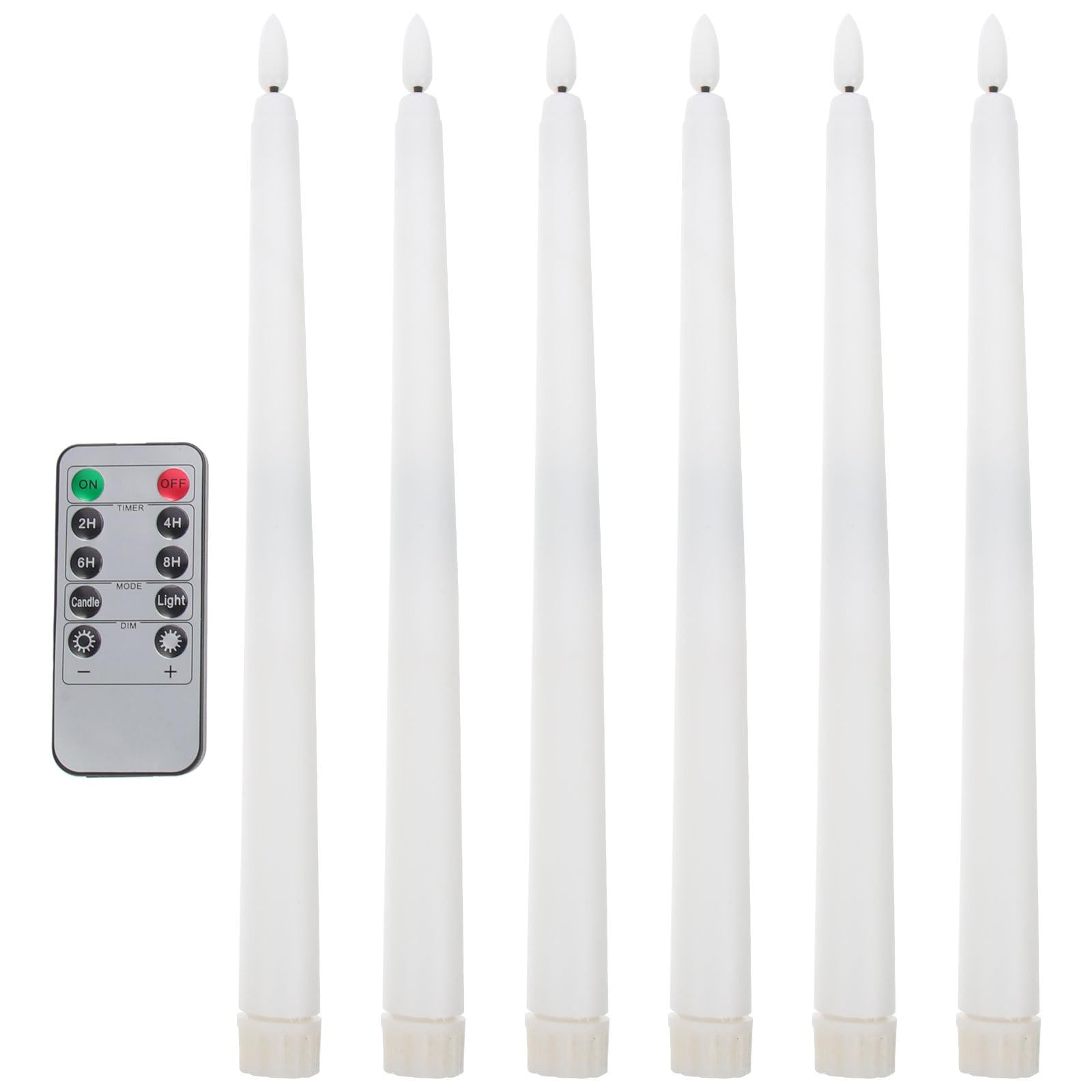 6 Pezzi Candele LED senza Fiamma Coniche Bianco Caldo con Telecomando 10 Tasti senza Goccia Decorazione Tavolo Ufficio