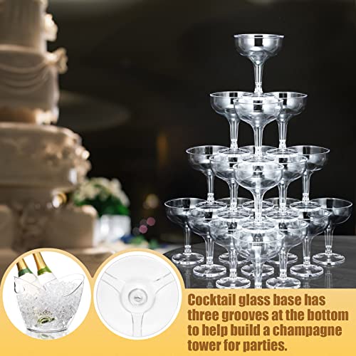 Umigy 30 Pcs 5 Oz Plastic Martini Glasses Stackable Coupe Cocktail Glasses Disposable With 1 Pcs 4 L Ice Bucket And 1 Pcs Clear Ice Scooper, Champagne Coupe Glasses Beverage Tub Party Stem Cups #TOP5
