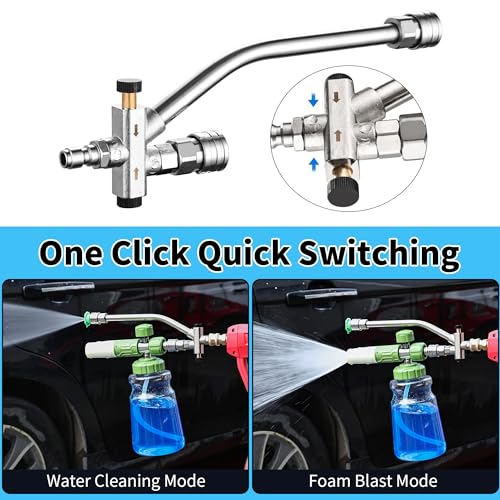 Foam Cannon Dual Connector Accessory,Pressure Washer Double Tip Attachment for Foam Blaster with 7 Power Washer Sprayer Nozzles, 1/4" Quick Connect, 3600 PSI by Balabulala - Used condition - Image 3