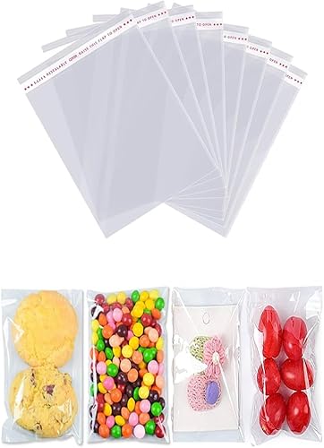 Miniatura 6 de Bolsas de galletas para embalaje y regalo, bolsas de celofán individuales transparentes autoadhesivas, 4 x 6 pulgadas, 200 envoltorios de plástico