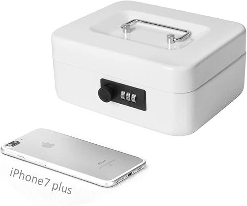 Miniatura 7 de Caja de dinero mediana con bandeja de dinero, con cerradura de combinación, 7 45 x 6 45 x 3 35 pulgadas, color blanco