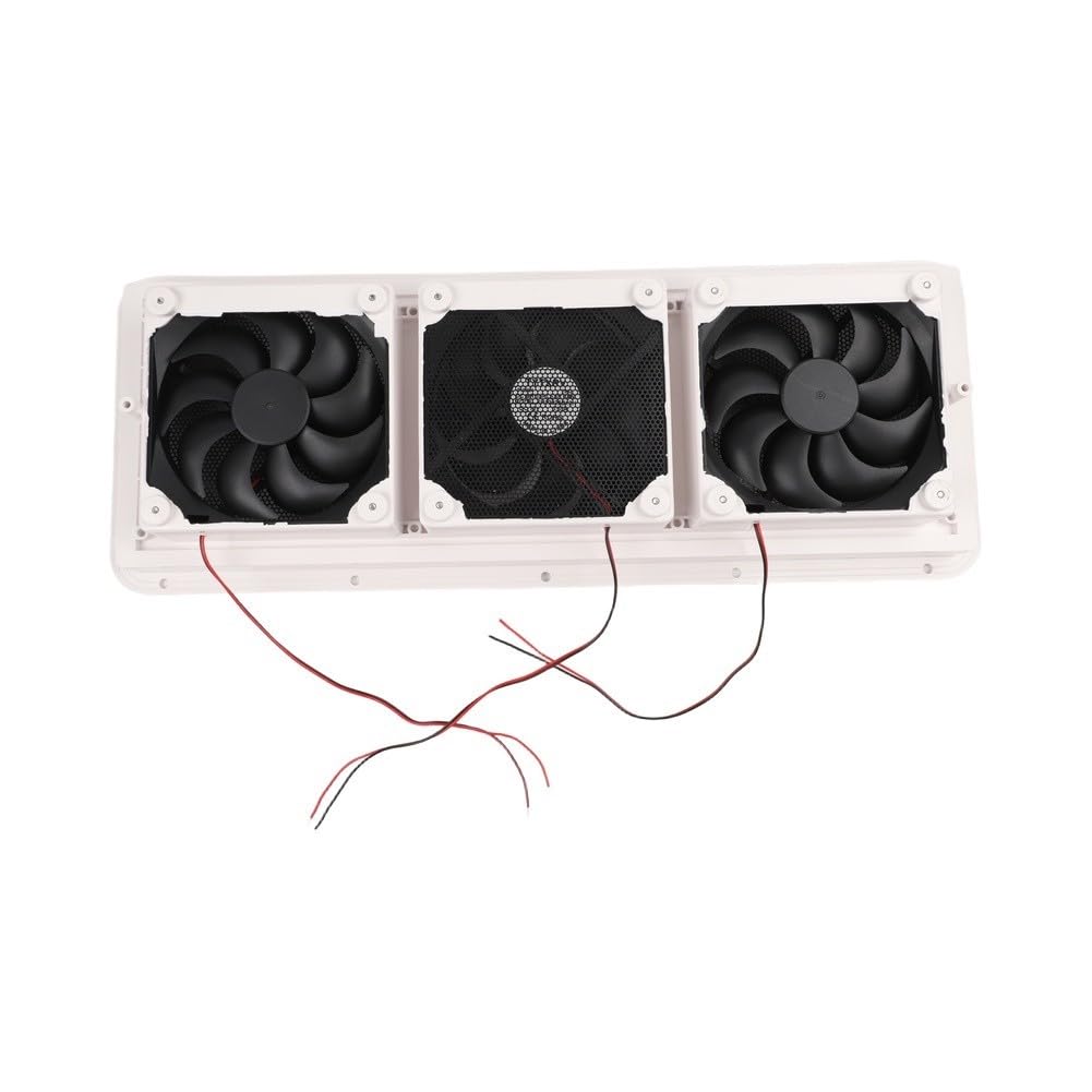 Ventola di ventilazione per frigorifero, alimentazione a 12 V, presa d'aria laterale in ABS con griglia protettiva, silenziosa, 3 ventole di scarico per camper, pentole AC, colore bianco